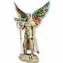 Escultura San Rafael Arcángel en Resina Pintado a Mano 32 cms 