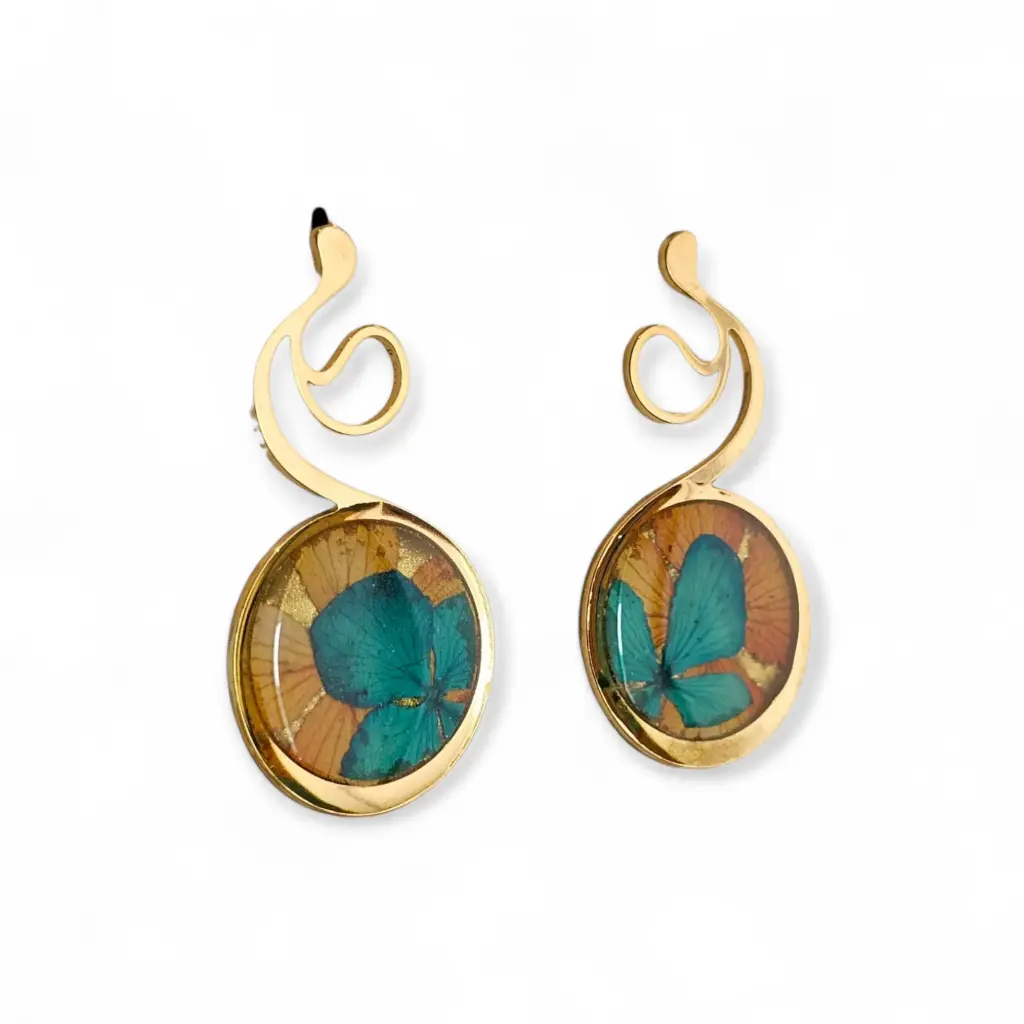 Arete Gota Flor Natural Dorado - C8