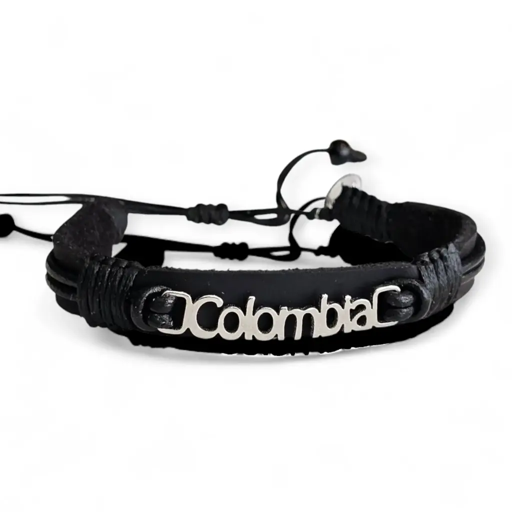 Pulsera Colombia Cuero y Acero - PA8