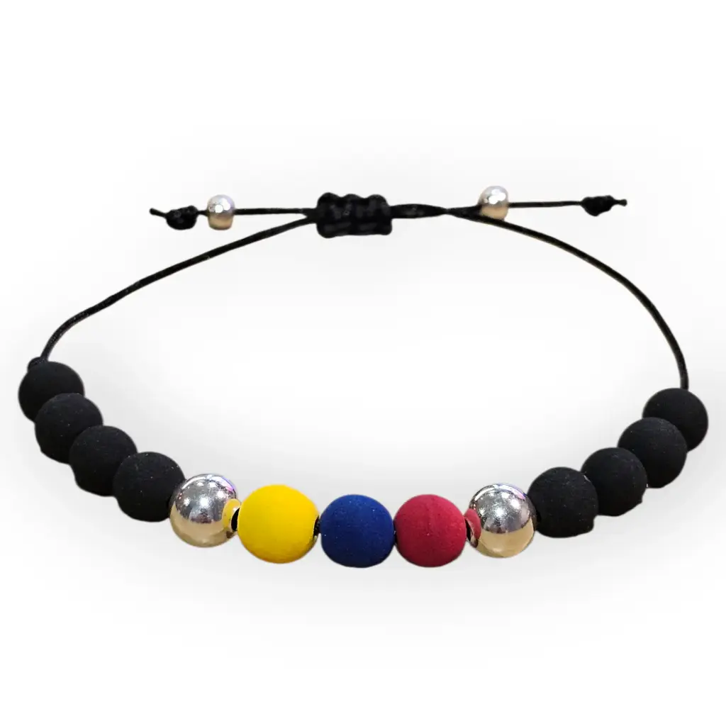 Pulsera Colombia Neopreno Plata 925 8 mm (PCN5)  