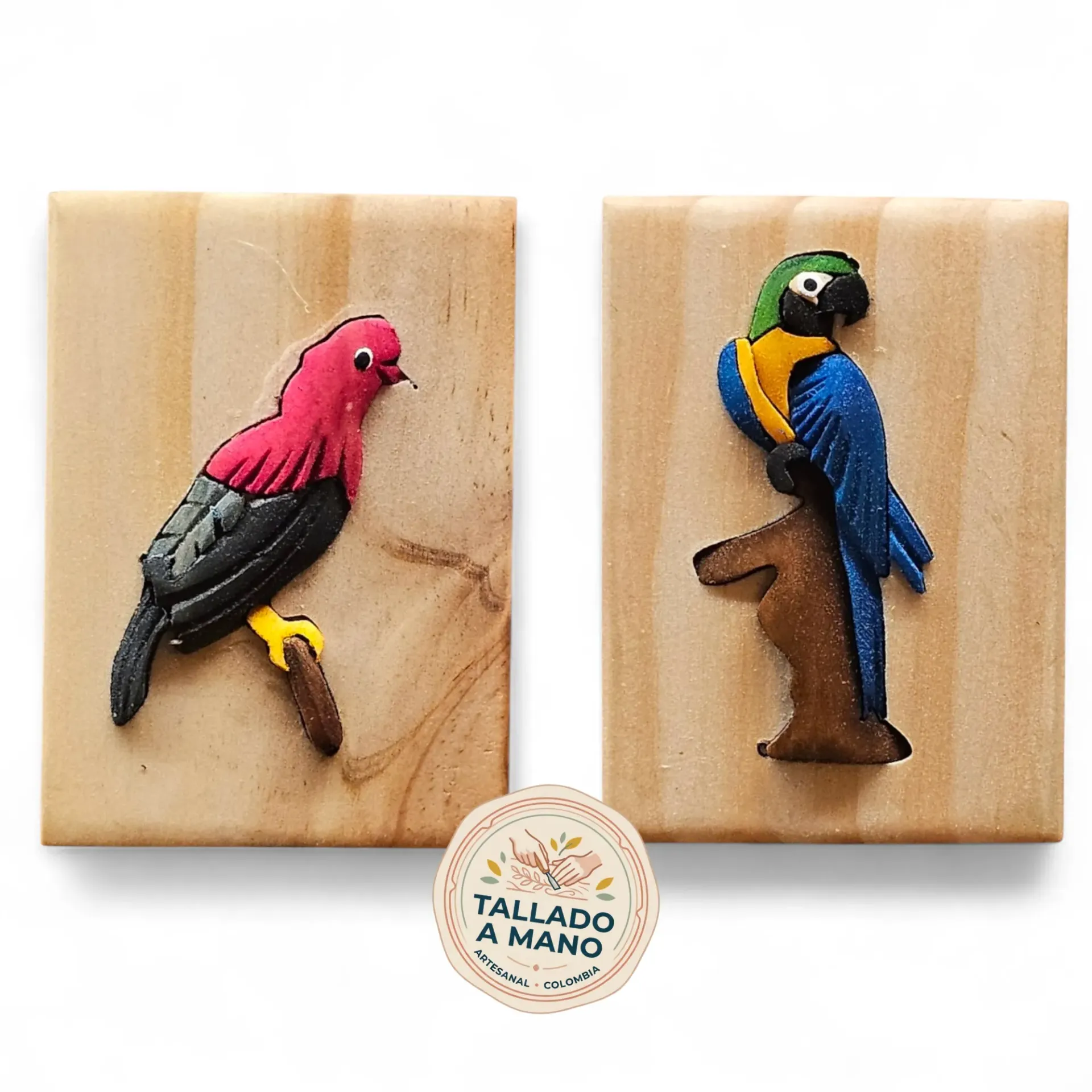 Set x 2 Imán Nevera Tallado a Mano en Madera (Souvenir) Pi11