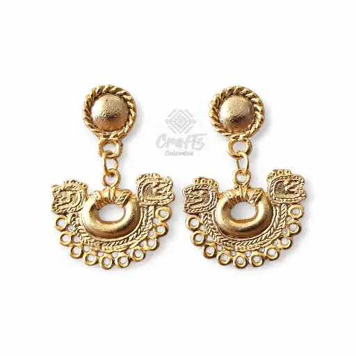 Arete Precolombino baño en oro de 24K Q25