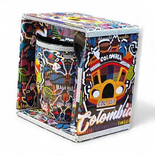 Mug Colombia con Cuchara en Caja de Regalo - M1