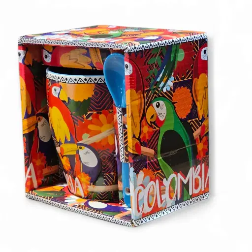 Mug Colombia con Cuchara en Caja de Regalo - M3