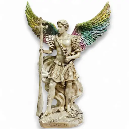 Escultura San Gabriel Arcángel en Resina Pintado a Mano 30 cms  