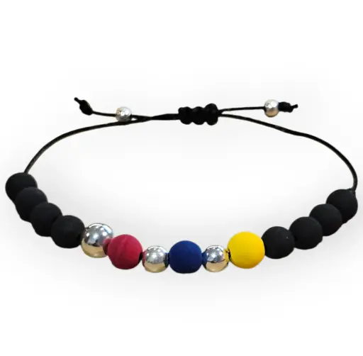 Pulsera Colombia Neopreno Plata 925 8mm (PCN1)