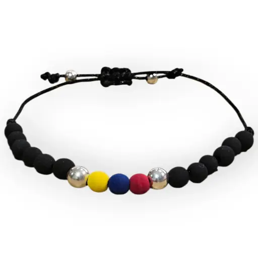 Pulsera Colombia Neopreno Plata 925 6 mm (PCN2) 