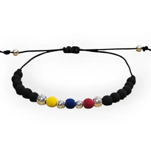 Pulsera Colombia Neopreno Plata 925 6 mm (PCN3)  