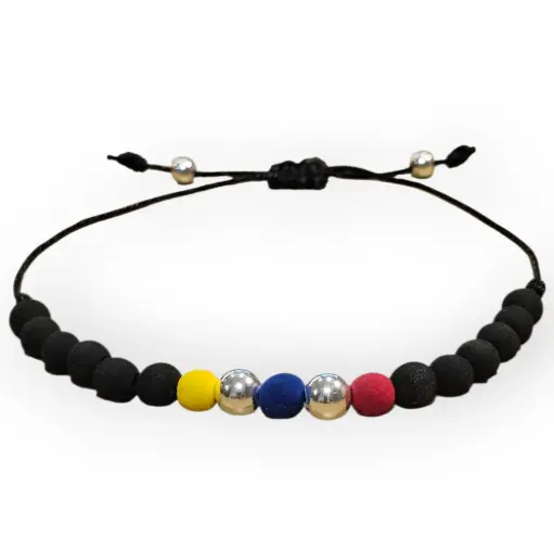 Pulsera Colombia Neopreno Plata 925 6 mm (PCN4) 