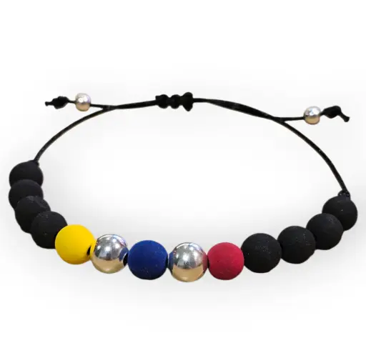 Pulsera Colombia Neopreno Plata 925 8 mm (PCN6)   