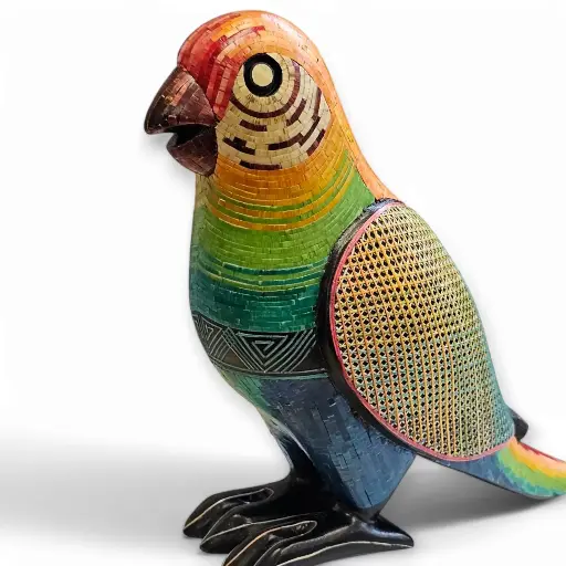Figura de Loro de Madera enchapado en Tamo T-3 
