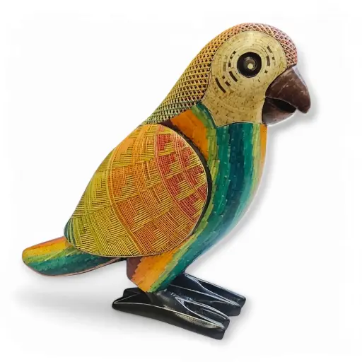 Figura de Loro de Madera enchapado en Tamo T-4