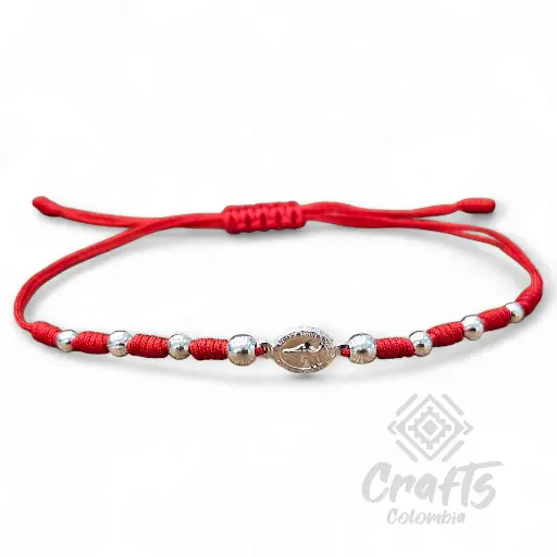 Pulsera Manilla Virgen Milagrosa Hilo Rojo Plata 925 
