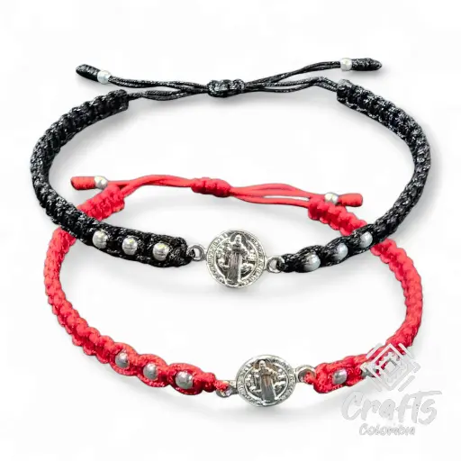 Dos Pulseras Manilla San Benito Hilo Rojo e Hilo Negro Plata 925  P-5